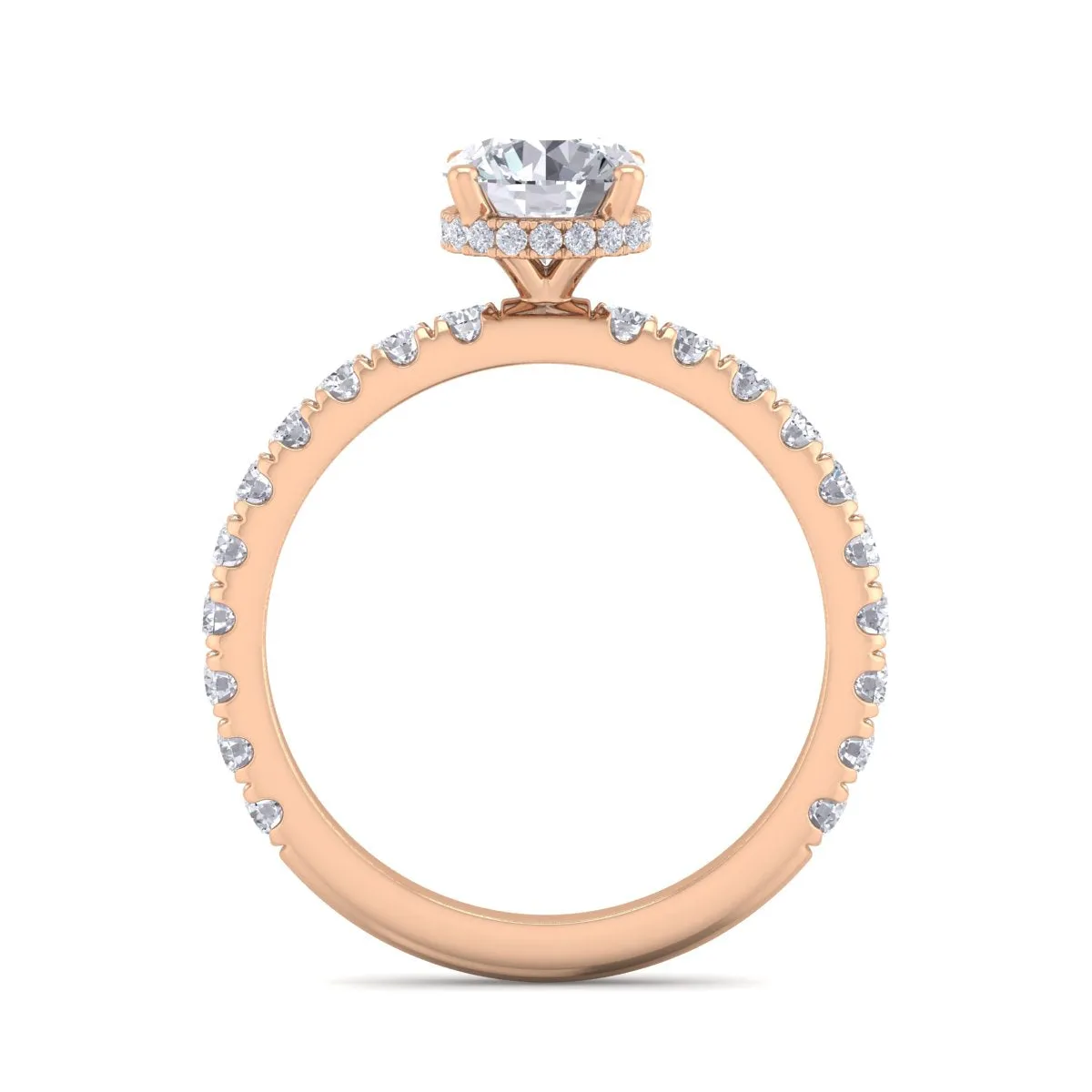 1 1/2 Carat Round Shape Hidden Halo Moissanite Engagement Ring In 14 Karat Rose Gold