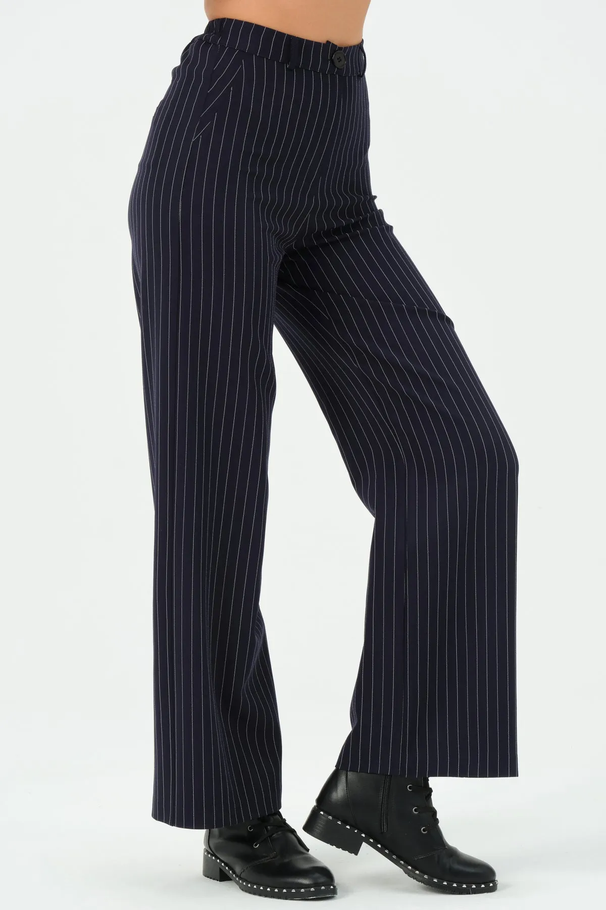 135-Grace Pants Wide Leg Navy Striped