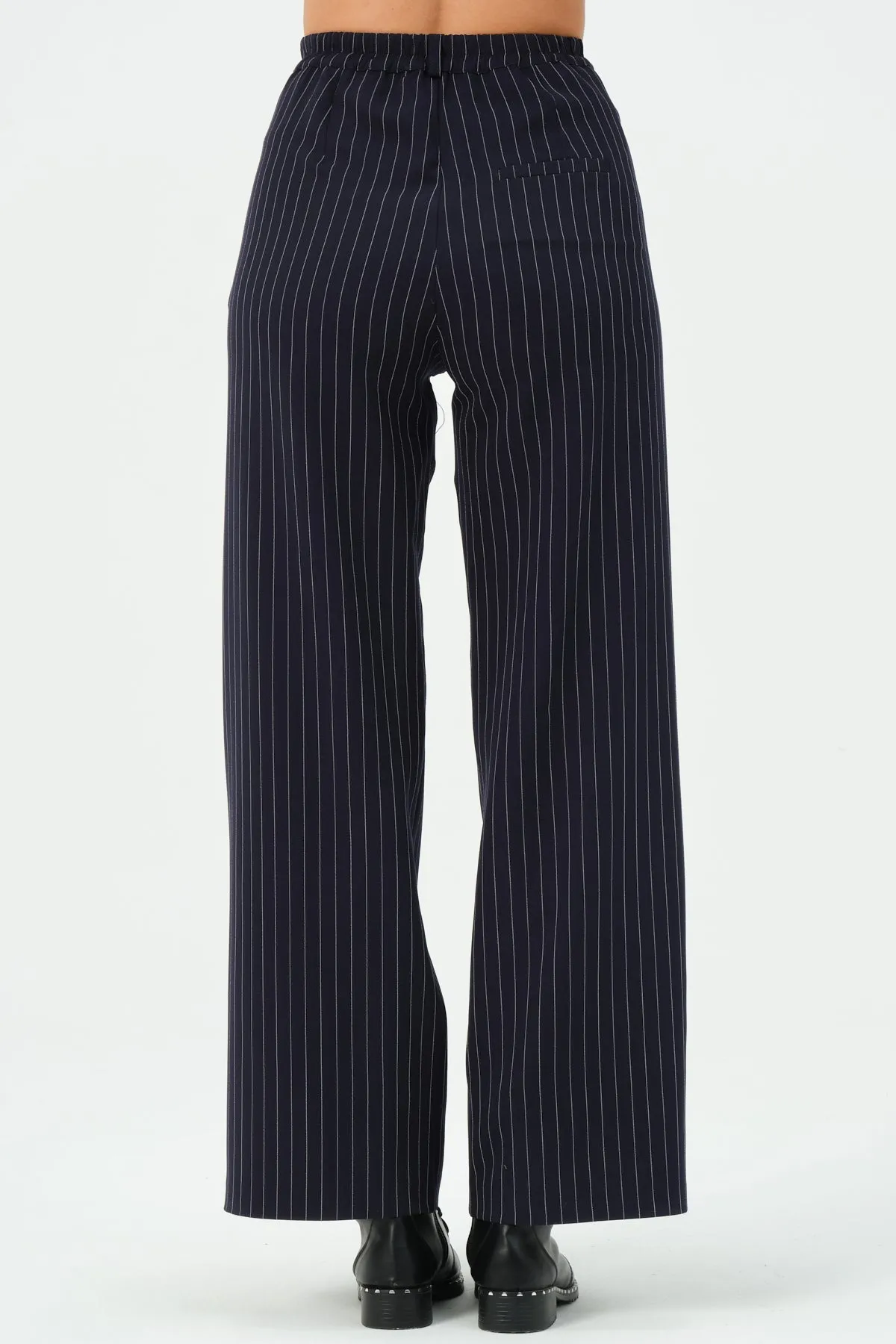 135-Grace Pants Wide Leg Navy Striped