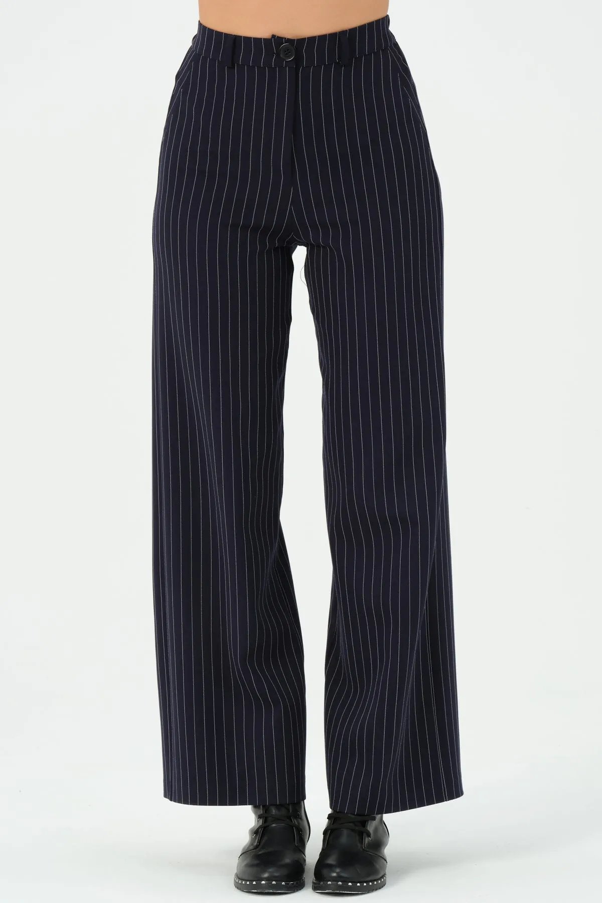 135-Grace Pants Wide Leg Navy Striped