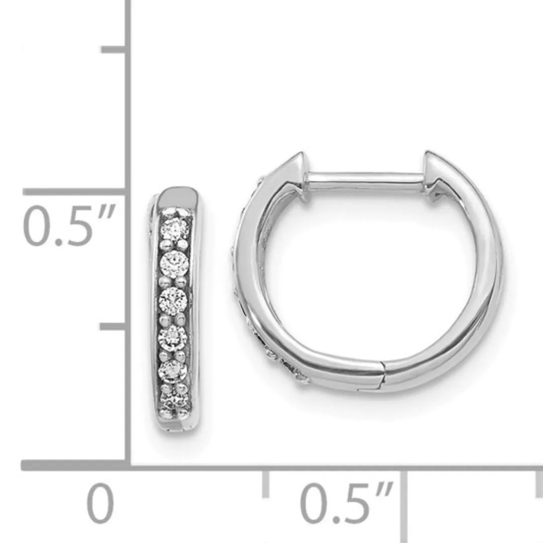 14k White Gold Diamond Hinged Hoop Earrings