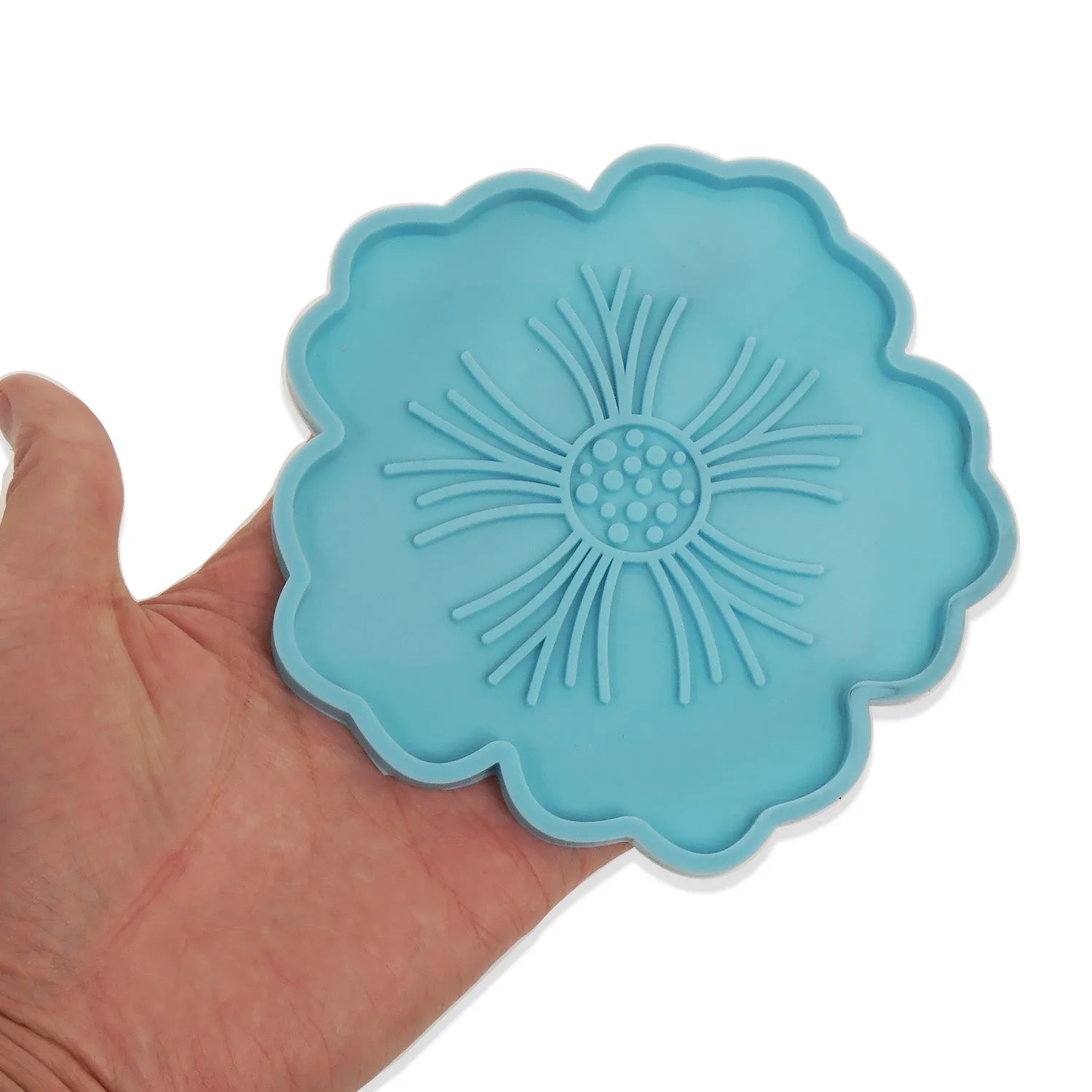 1pc Blue Silicone Flower Coaster Molds for Resin Casting Silicone Epoxy Coaster Mold for Making Craft 10364251