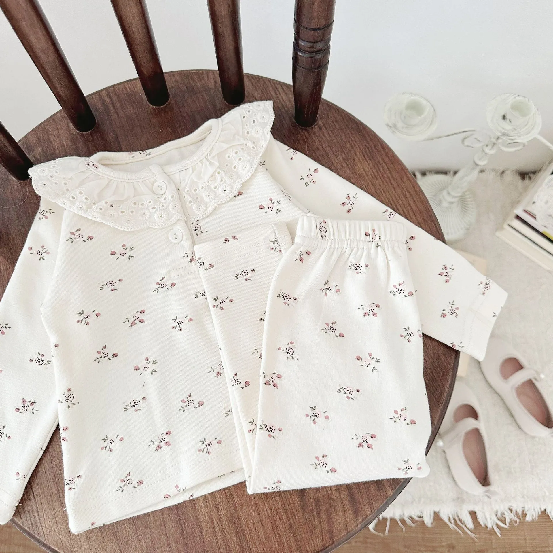 2 Pieces Set Baby Girls Flower Print Tops And Pants Wholesale 240301177