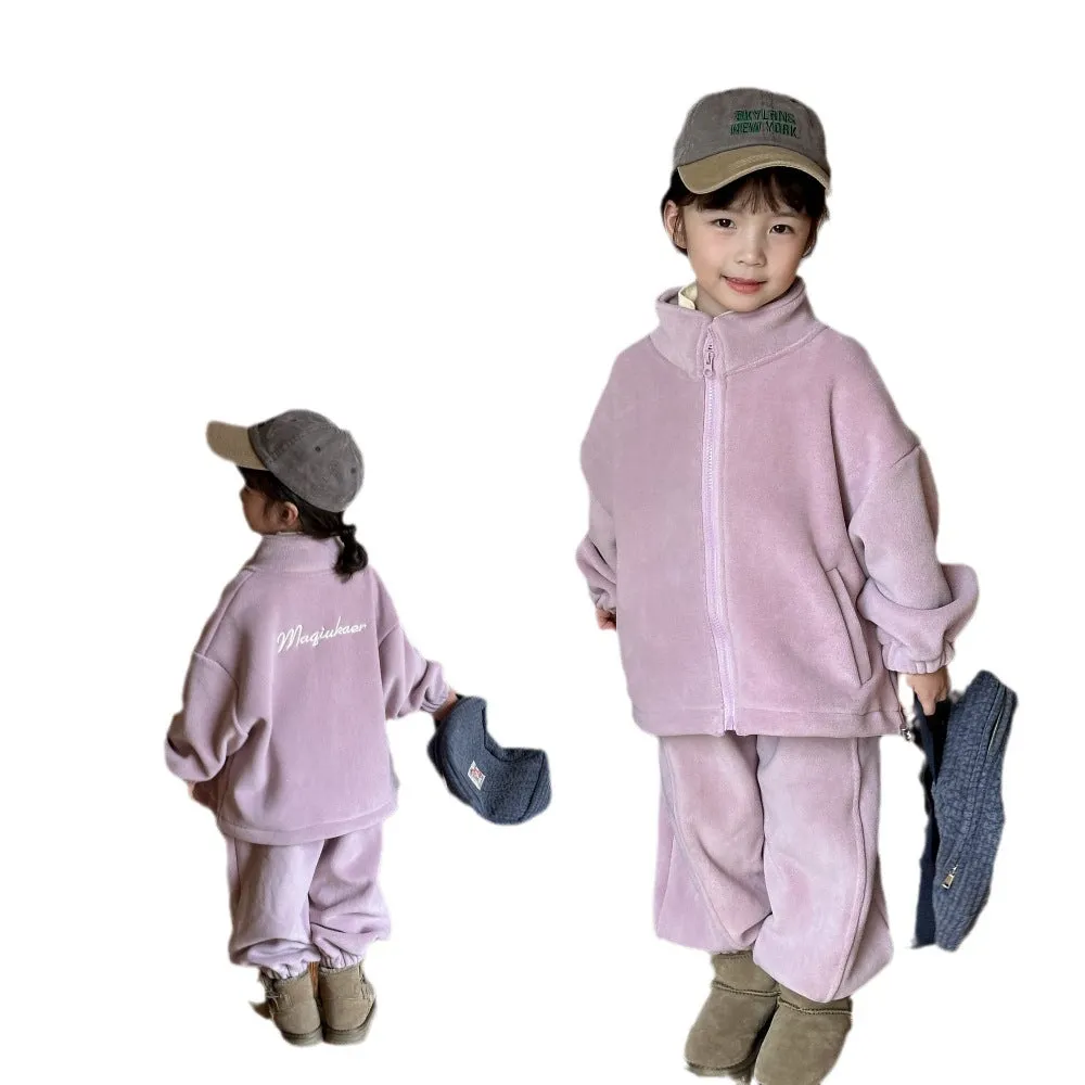 2 Pieces Set Baby Kid Girls Boys Embroidered Jackets Outwears And Solid Color Pants Wholesale 23090673