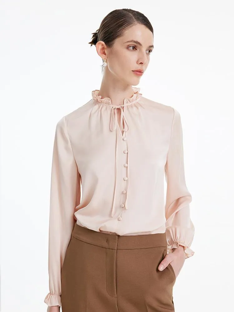 22 Momme Silk Ruffle Women Blouse