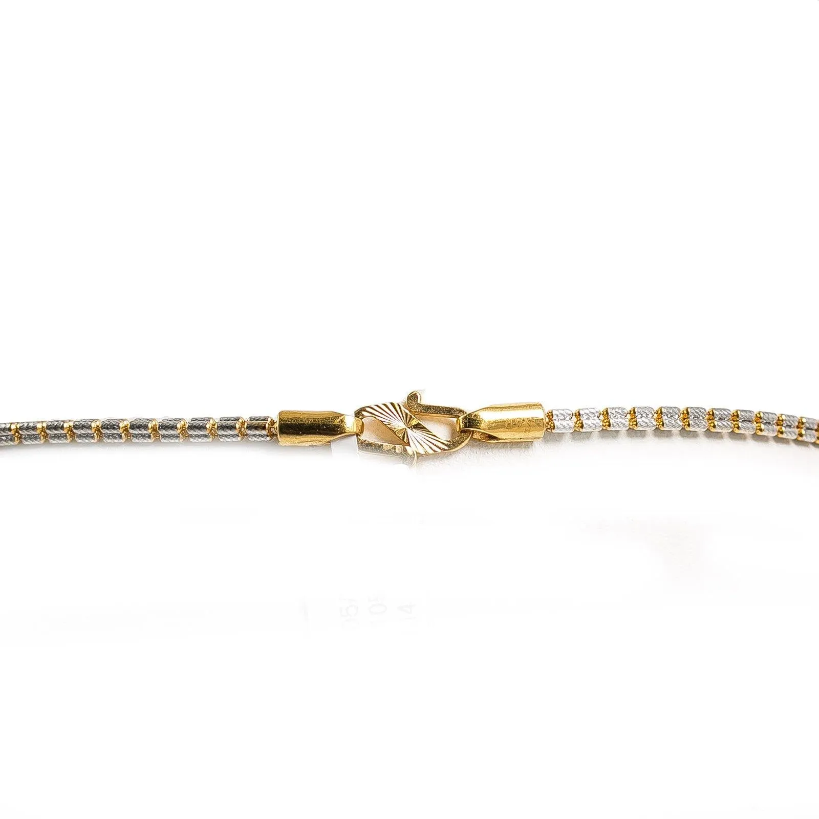 22K Multi Tone Gold Chain W/ Draped Strands & Wide Set Ball Accents