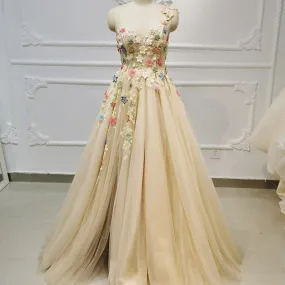 3d flower applique elegant evening gala wedding a line dress