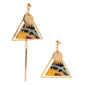 925 Silver Bohemian Style Retro 3D Handmade Triangle Tassel Earrings