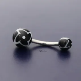 Acrylic Twister Flower Balls Belly Button Navel Ring - Black