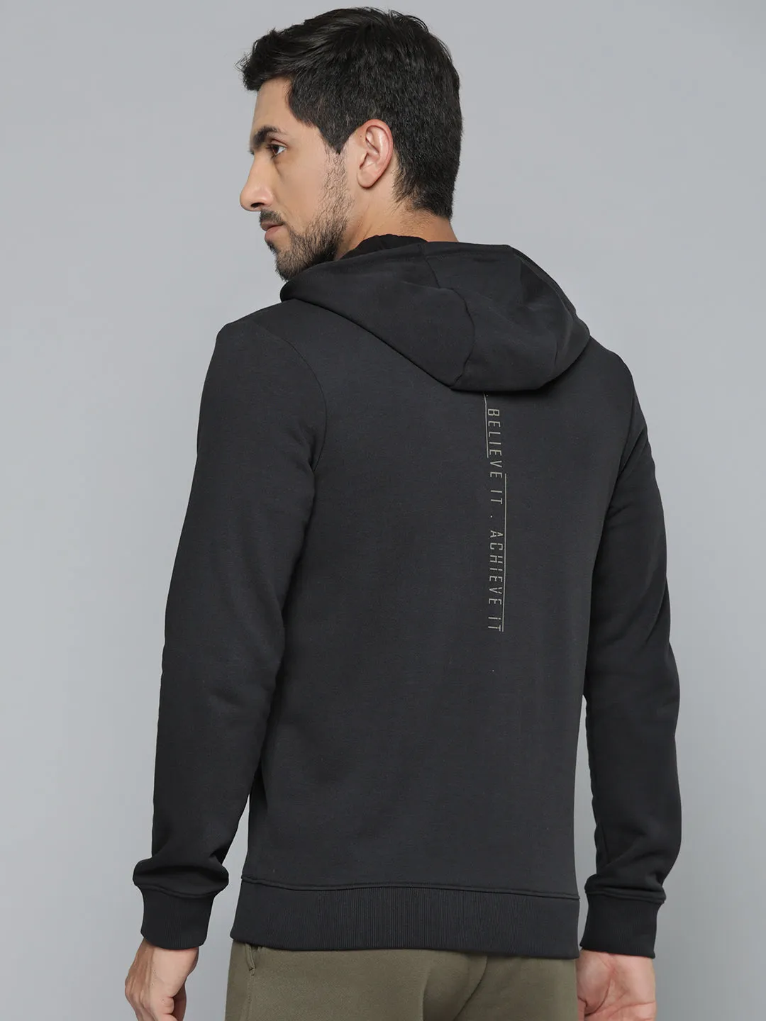 Alcis Men Black Hooded Sweatshirt