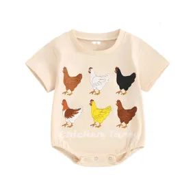 All The Chickens! Baby Onesie Western Farm Layette Romper