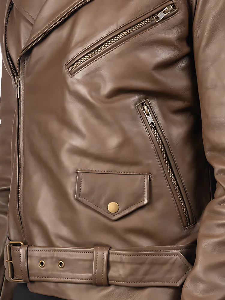 Allaric Alley Mocha Leather Biker Jacket