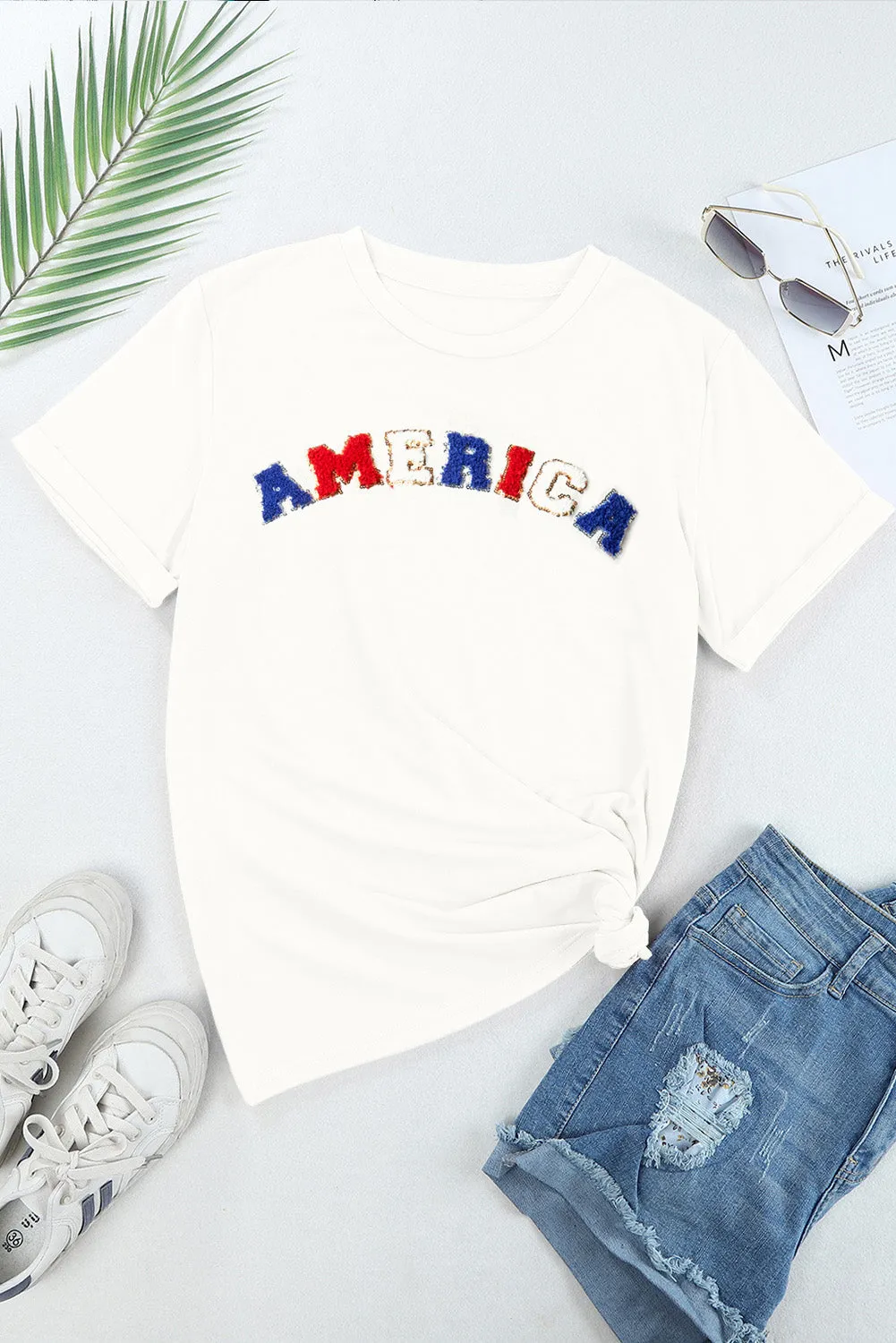 AMERICA Rundhals-Kurzarm-T-Shirt