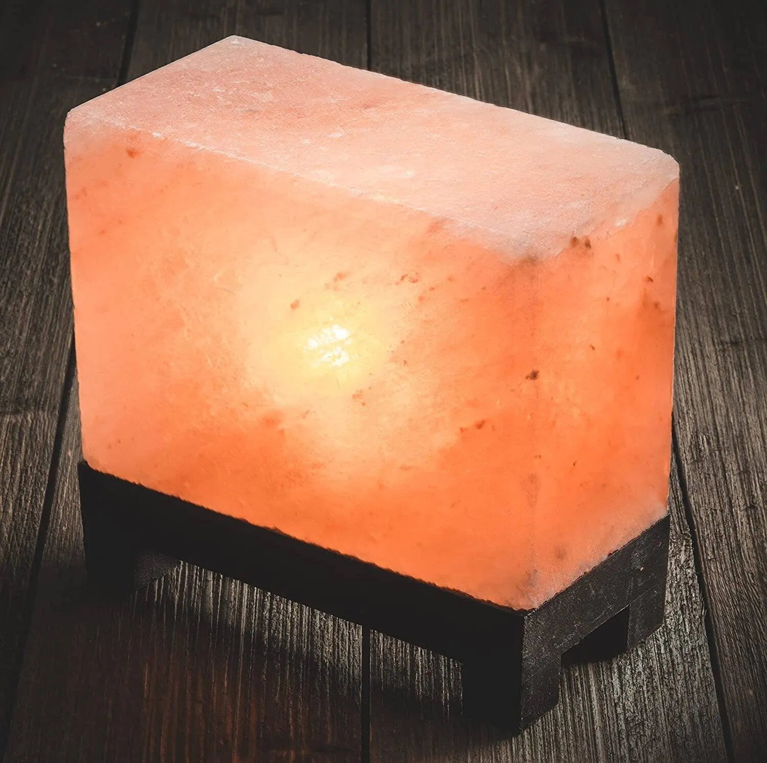 Authentic 11.5 lbs Pink Himalayan Salt Lamp with Crafted Wood Base