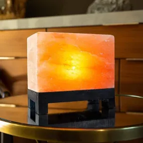 Authentic 11.5 lbs Pink Himalayan Salt Lamp with Crafted Wood Base