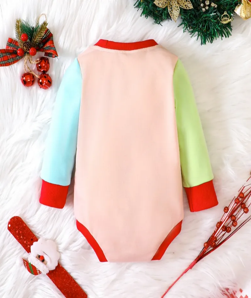 Baby Girls Boys Letters Color-blocking Cartoon Christmas Rompers Wholesale 23112101