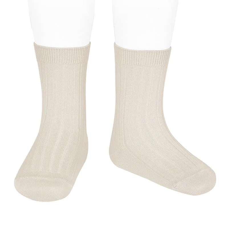 Basic rib short socks LINEN