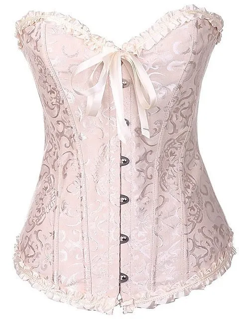 Bavarian Style Overbust Corset with Tummy Control and Push-Up Effect in Elegant Design