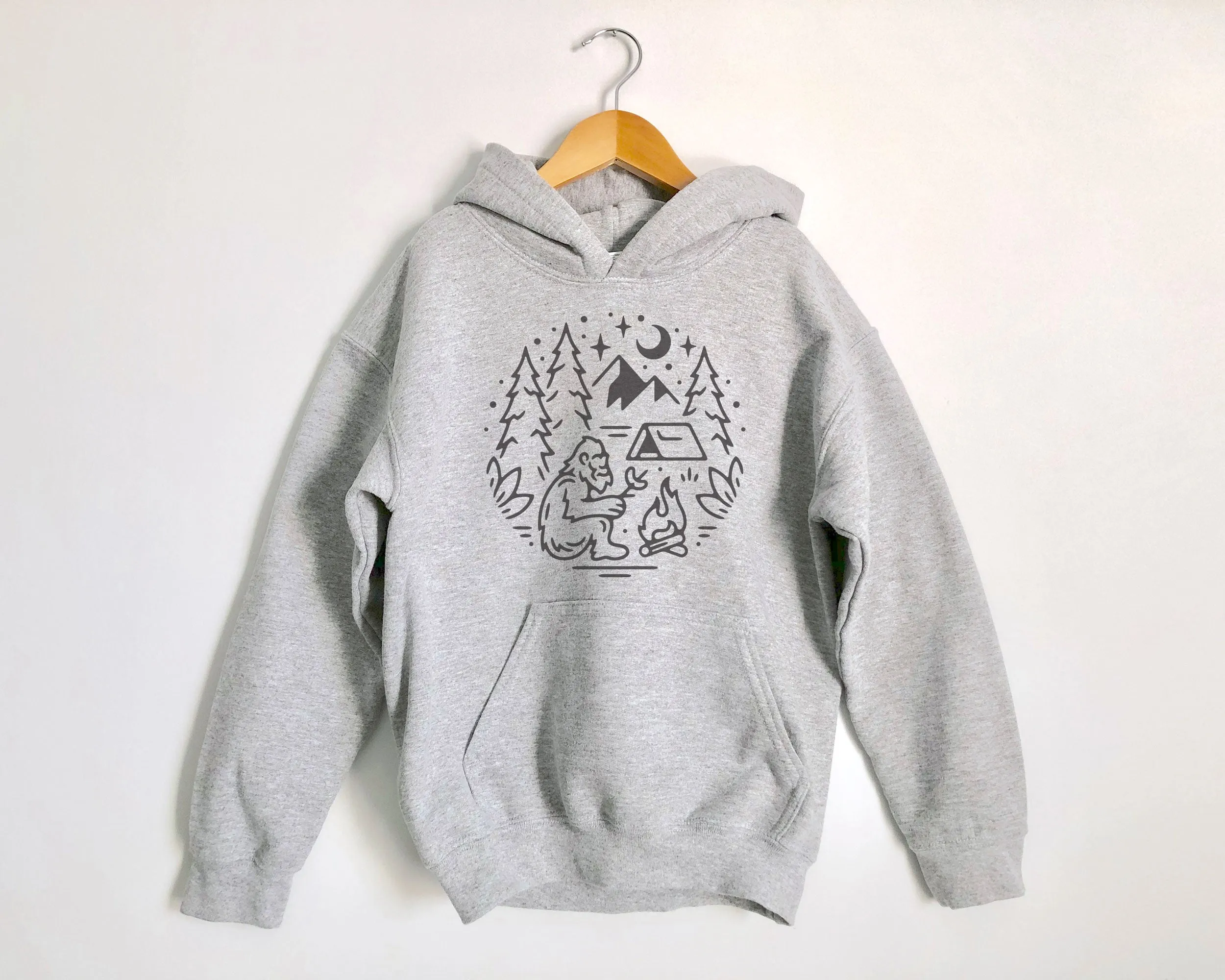 Bigfoot Camping Kids Hoodies - Light or Dark Artwork