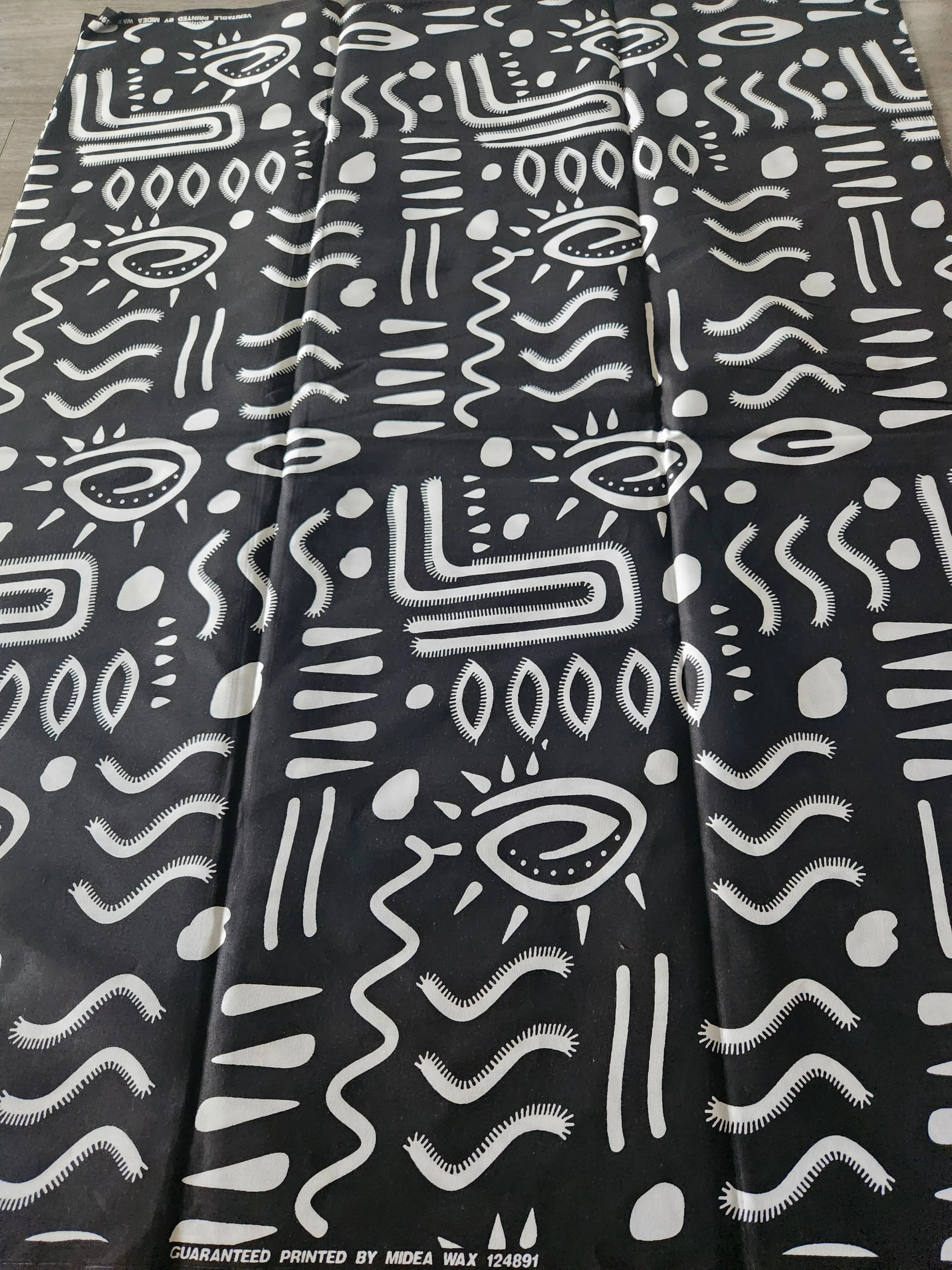 Black and White African Print Fabric, Monochrome Fabric, Ankara Fabric, AF150