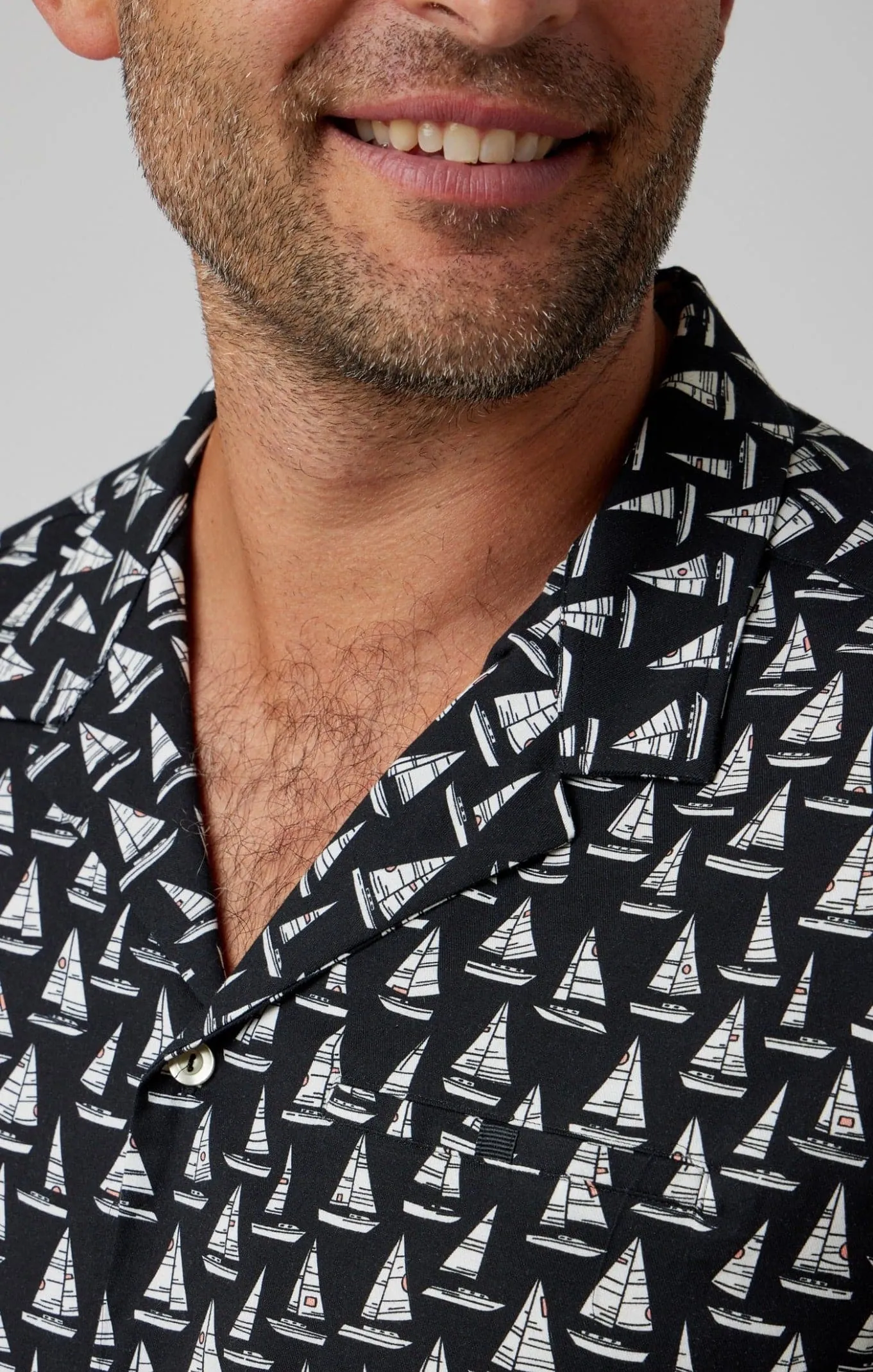 Black Sailboats Short Sleeve Shirt