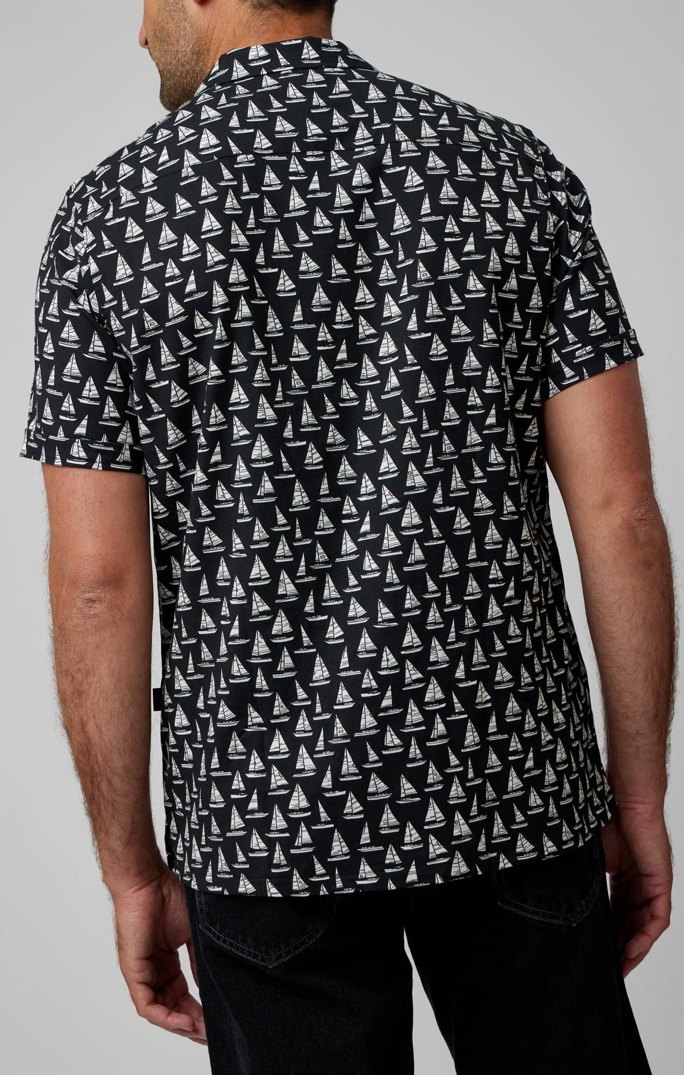 Black Sailboats Short Sleeve Shirt