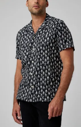 Black Sailboats Short Sleeve Shirt