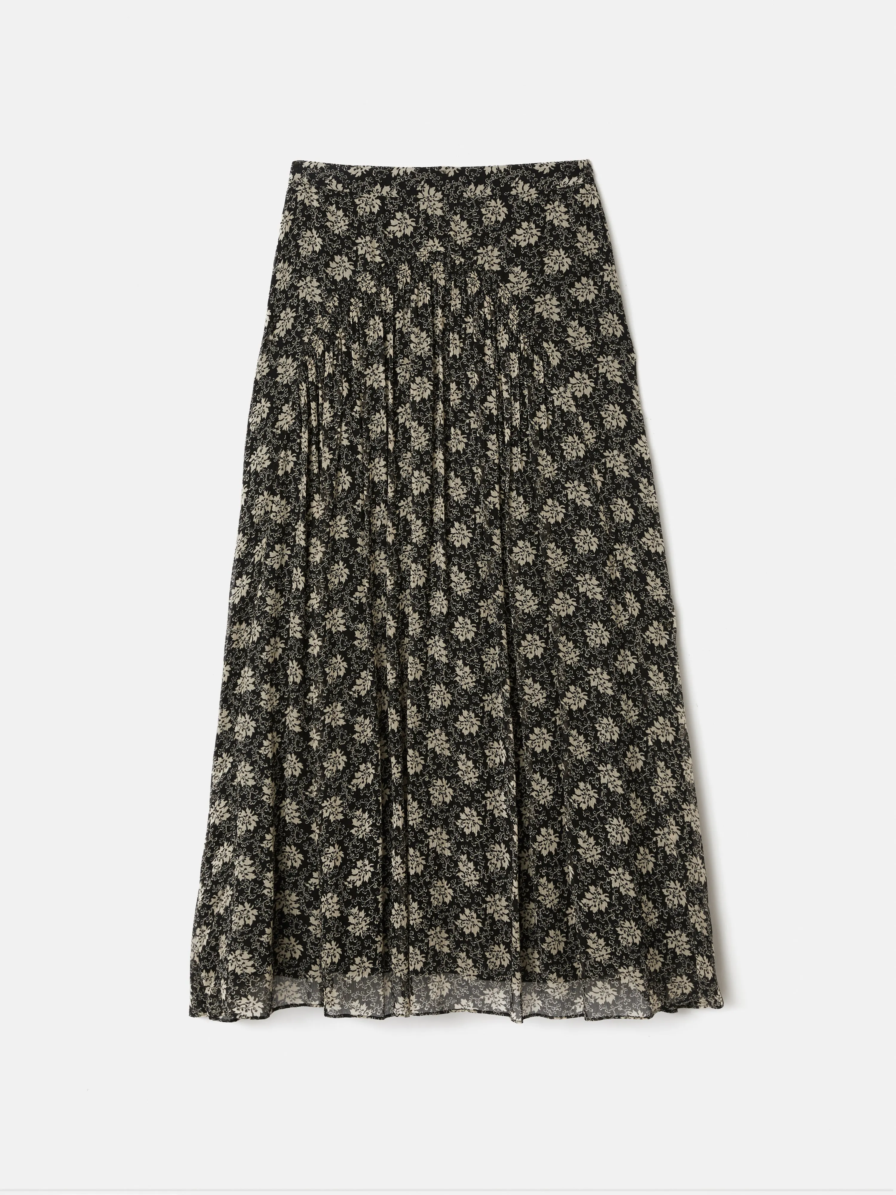 Block Leaf Crinkle Maxi Skirt | Black