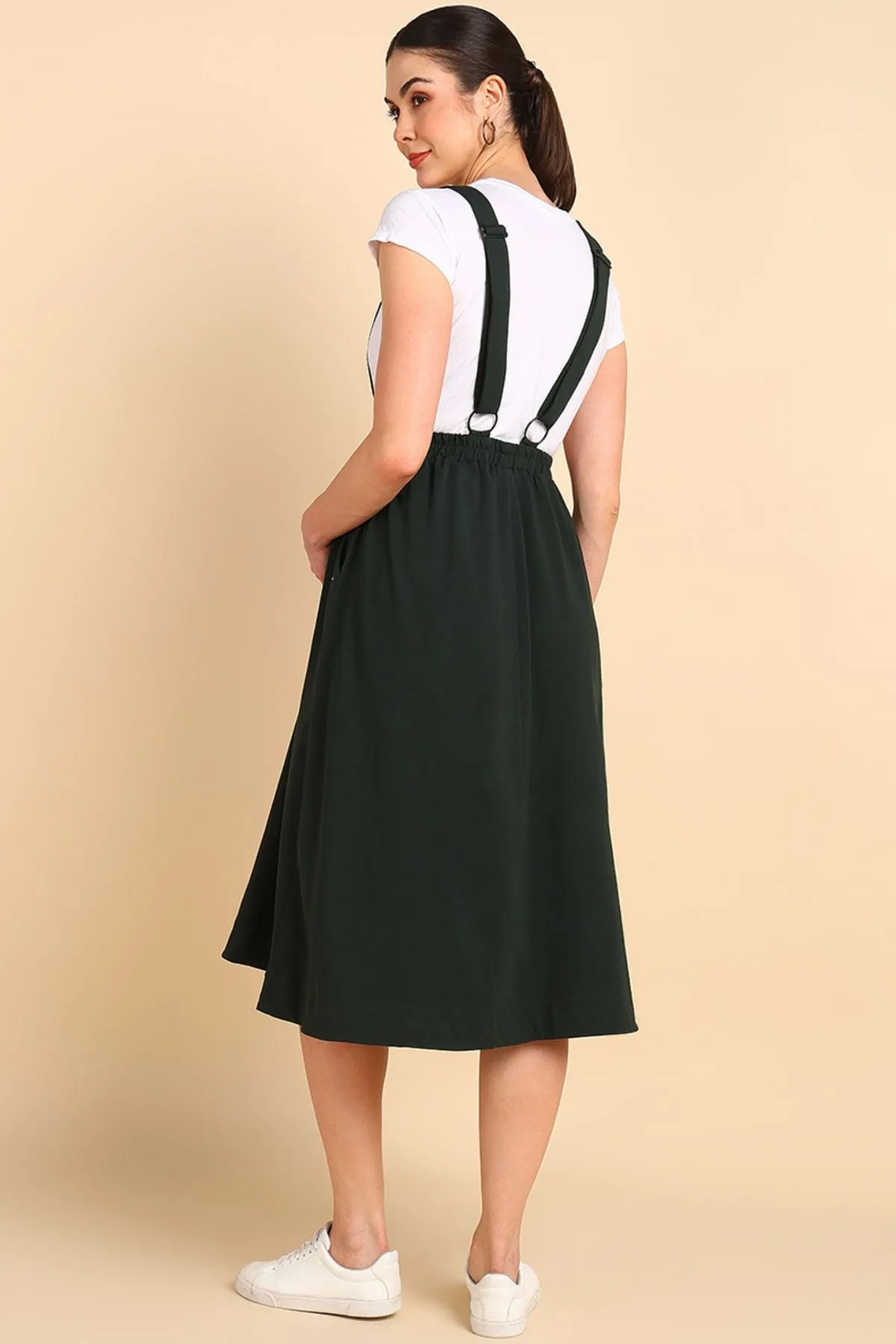 Bottle Green 100% Cotton Jersey Maternity Skirt with Detachable Strap & Pockets