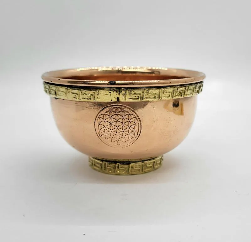 Bowl, Copper Incense/Charcoal Burner Flower of Life