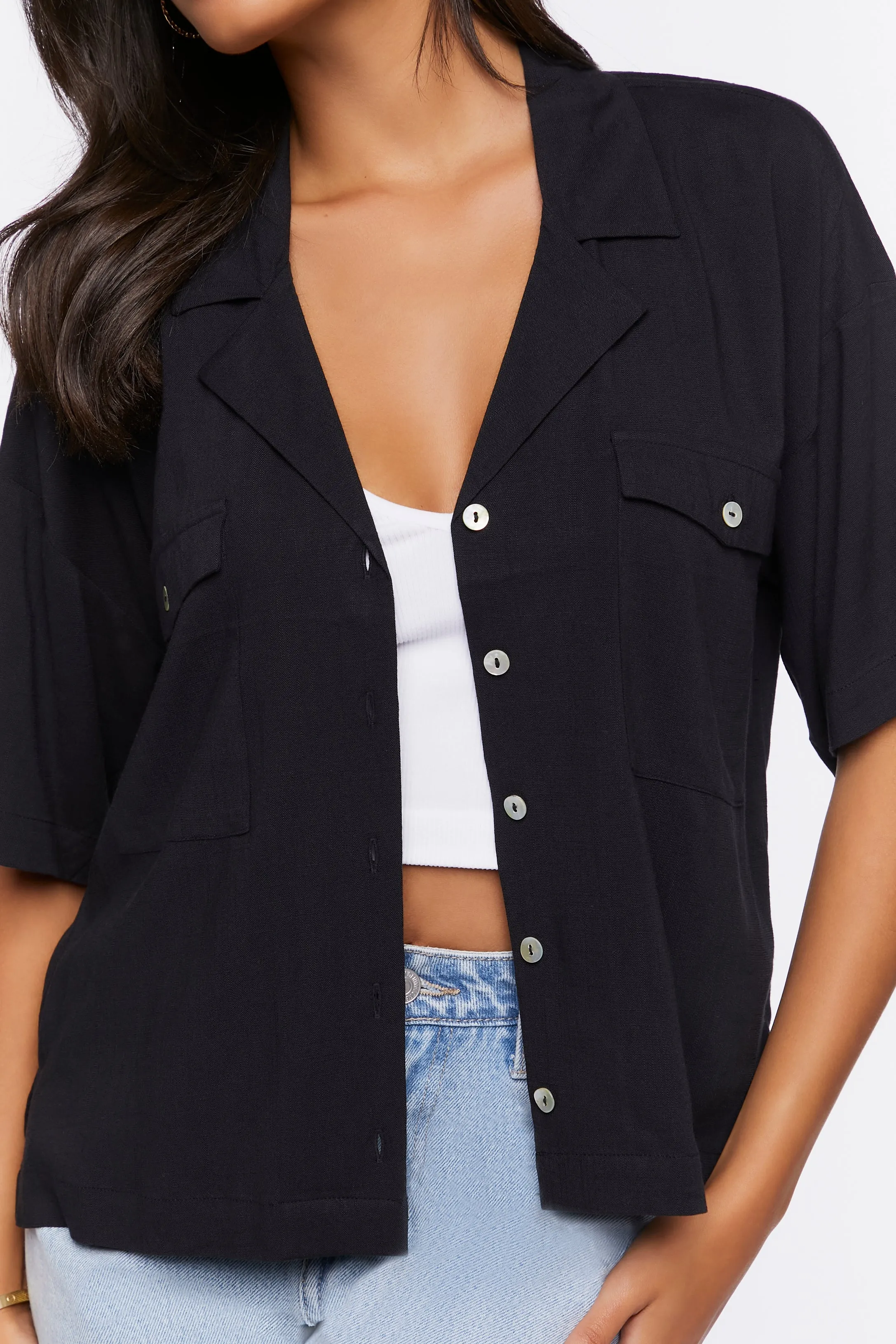 Boxy Button-Front Shirt