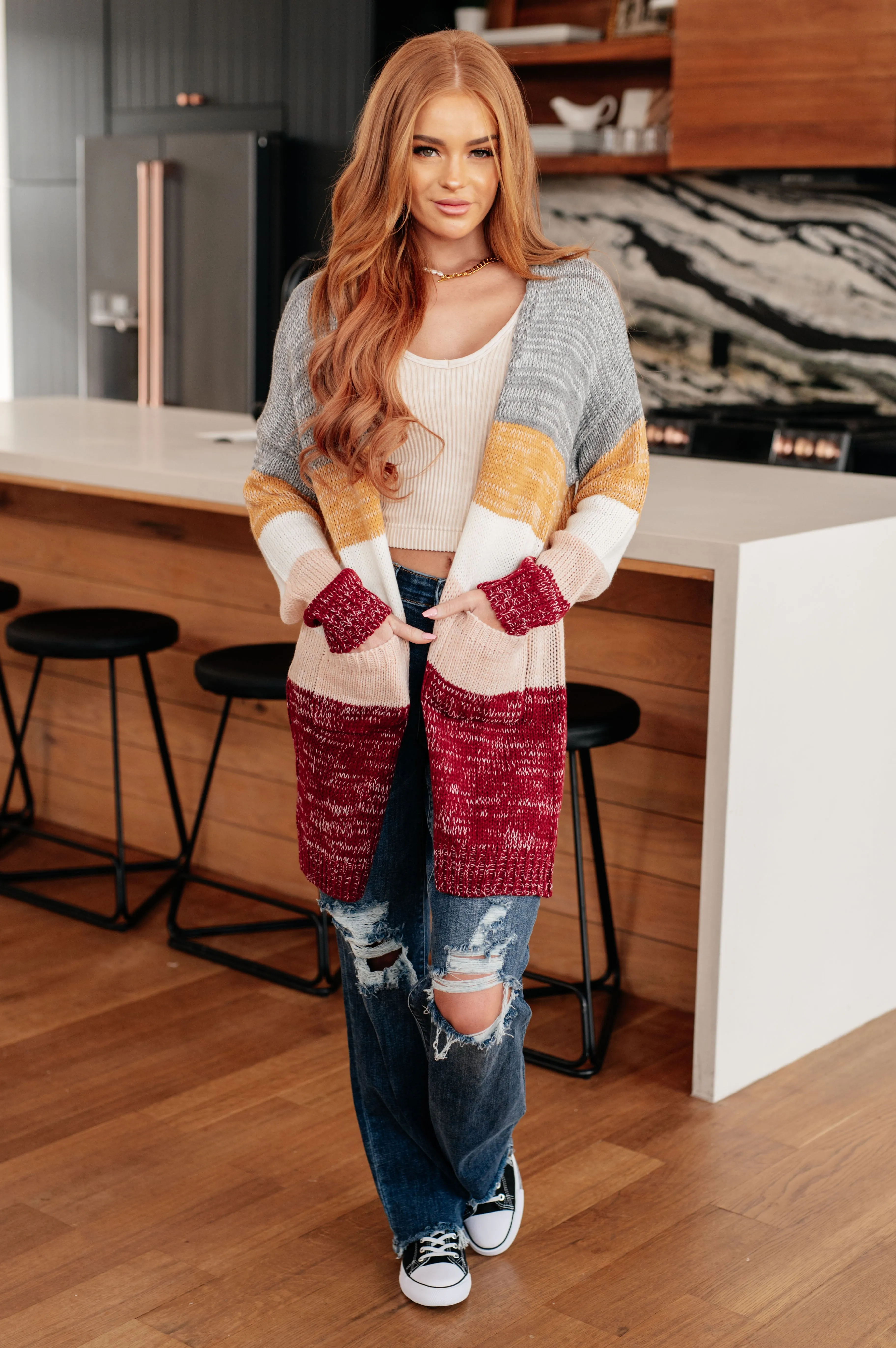 Bring the Warmth Color Block Cardigan