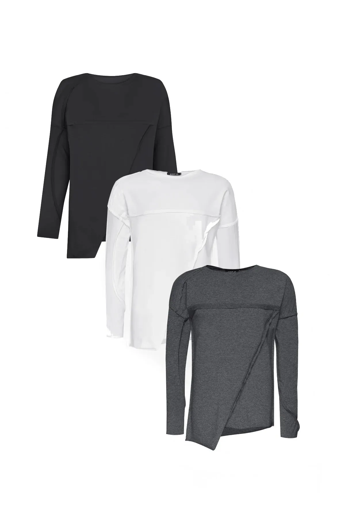 Bundle: Black, White and Grey Long Sleeve T-shirt