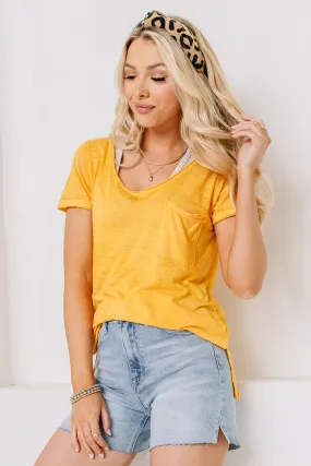 Burnout Melange Pocket Top | Golden Yellow