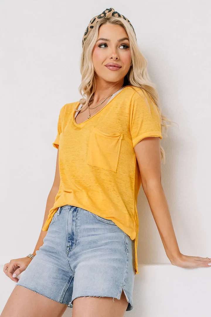 Burnout Melange Pocket Top | Golden Yellow