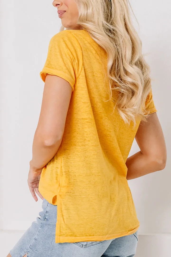 Burnout Melange Pocket Top | Golden Yellow