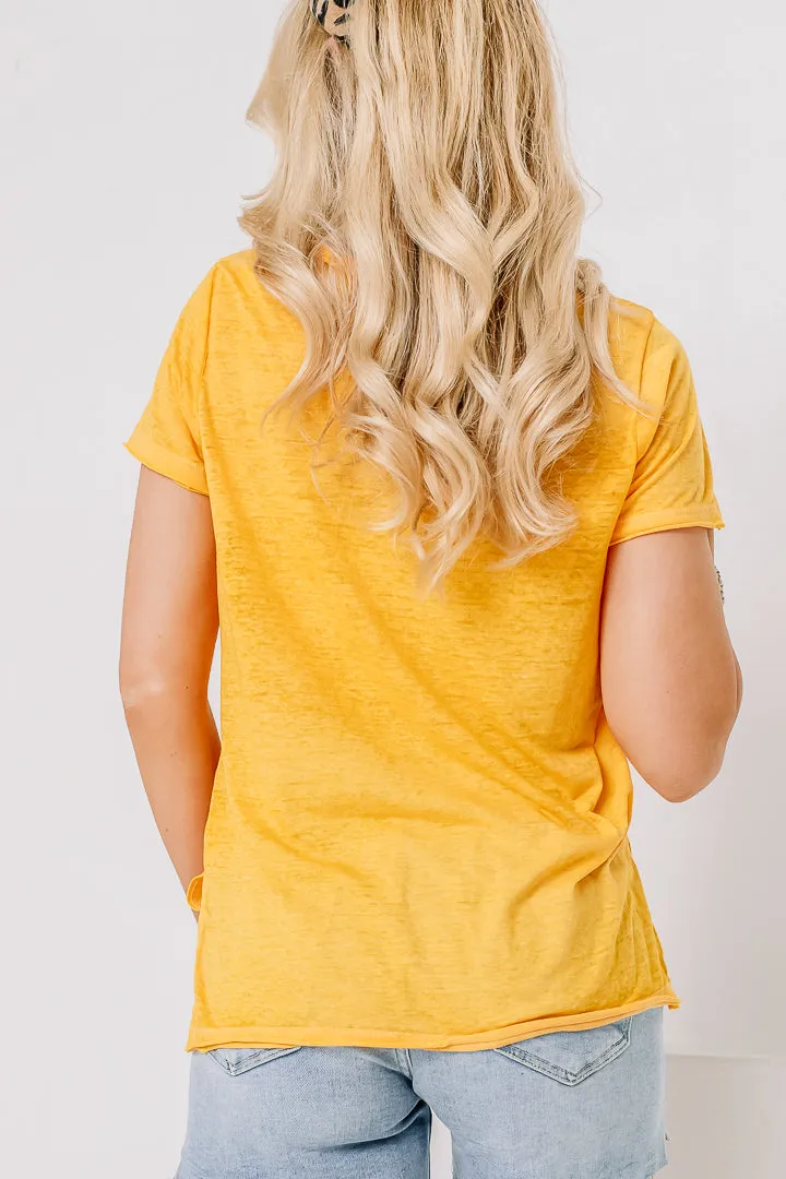 Burnout Melange Pocket Top | Golden Yellow