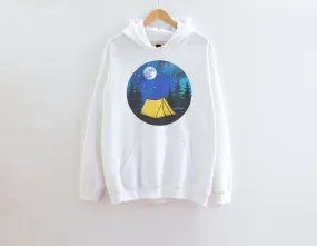 Camping Tent Moon Adult Hoodies