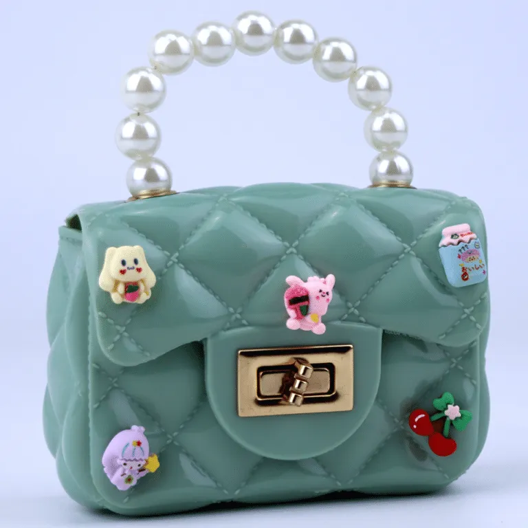 Cartoon Pearl Handle Cute Mini Fibre Jelly Shoulder Bags for Girls