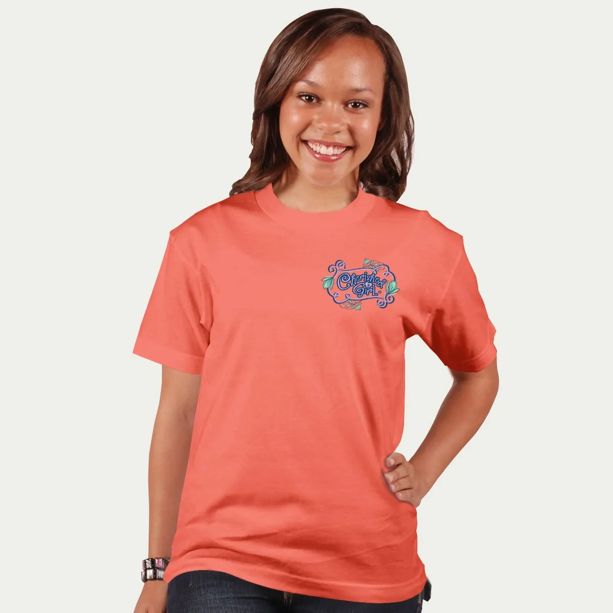 Cherished Girl Strength & Dignity Girlie Christian Bright T Shirt