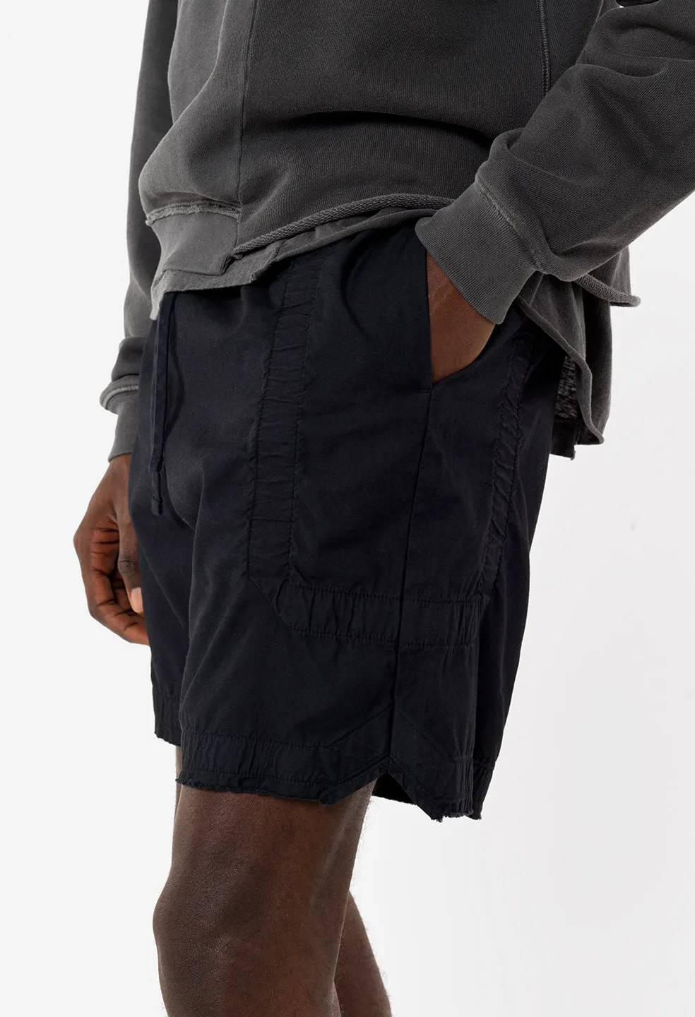 Cotton Poplin Frame Shorts / Black