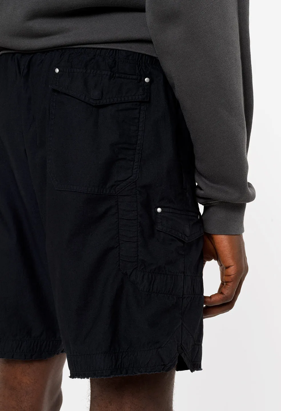 Cotton Poplin Frame Shorts / Black