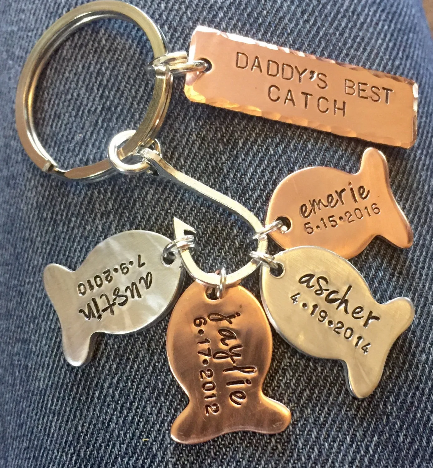 Daddys #1 Fishing Buddies, Hooked On Dad, Fishing Keychain