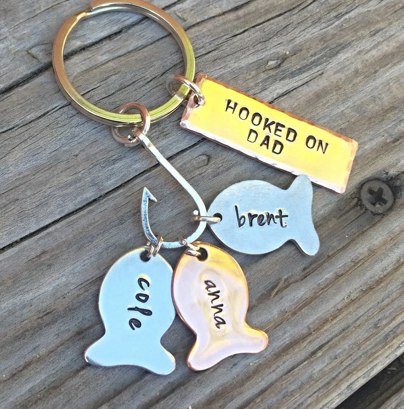 Daddys #1 Fishing Buddies, Hooked On Dad, Fishing Keychain