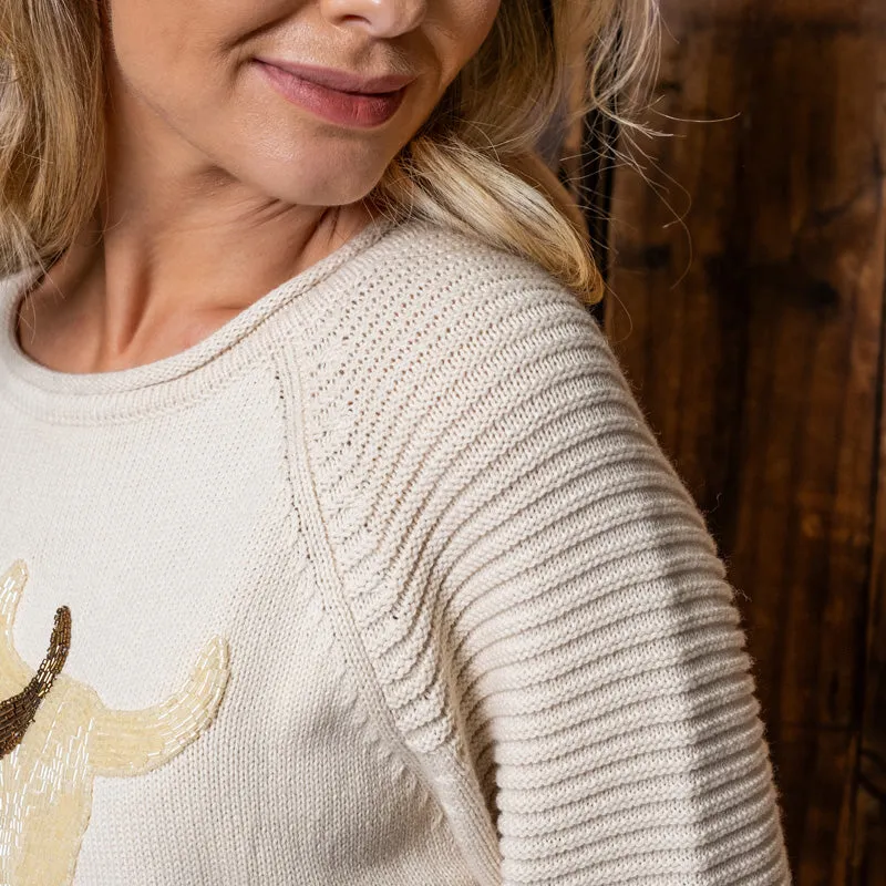 Duo Luxe Skull Pullover Knit Ivory