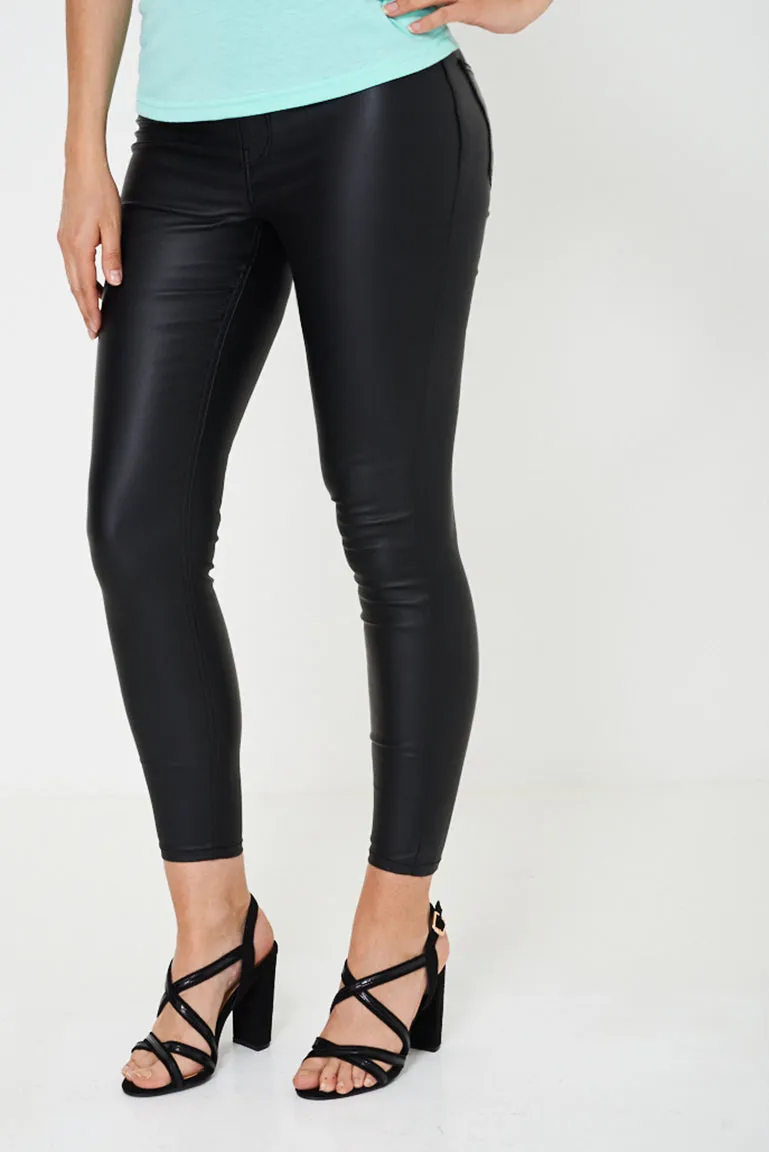 Faux Leather Black Trousers Ex Brand