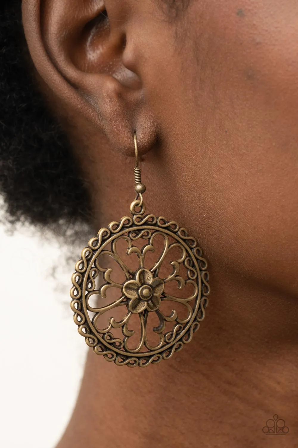 Floral Fortunes - Brass Earring