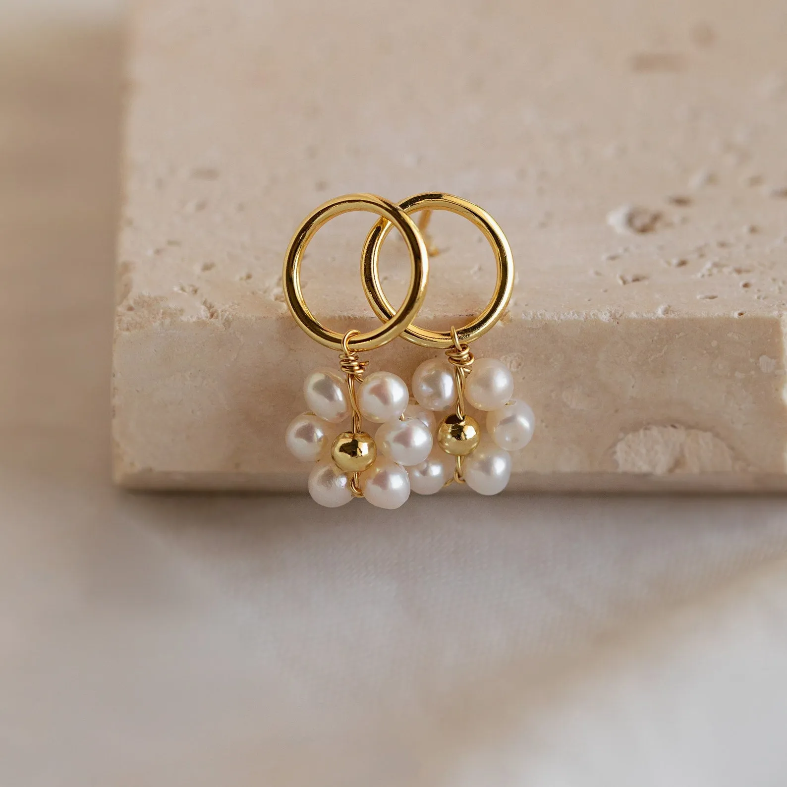 Flower Pearl Drop Earrings