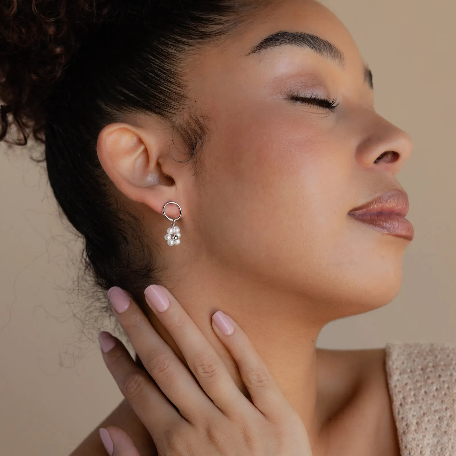 Flower Pearl Drop Earrings