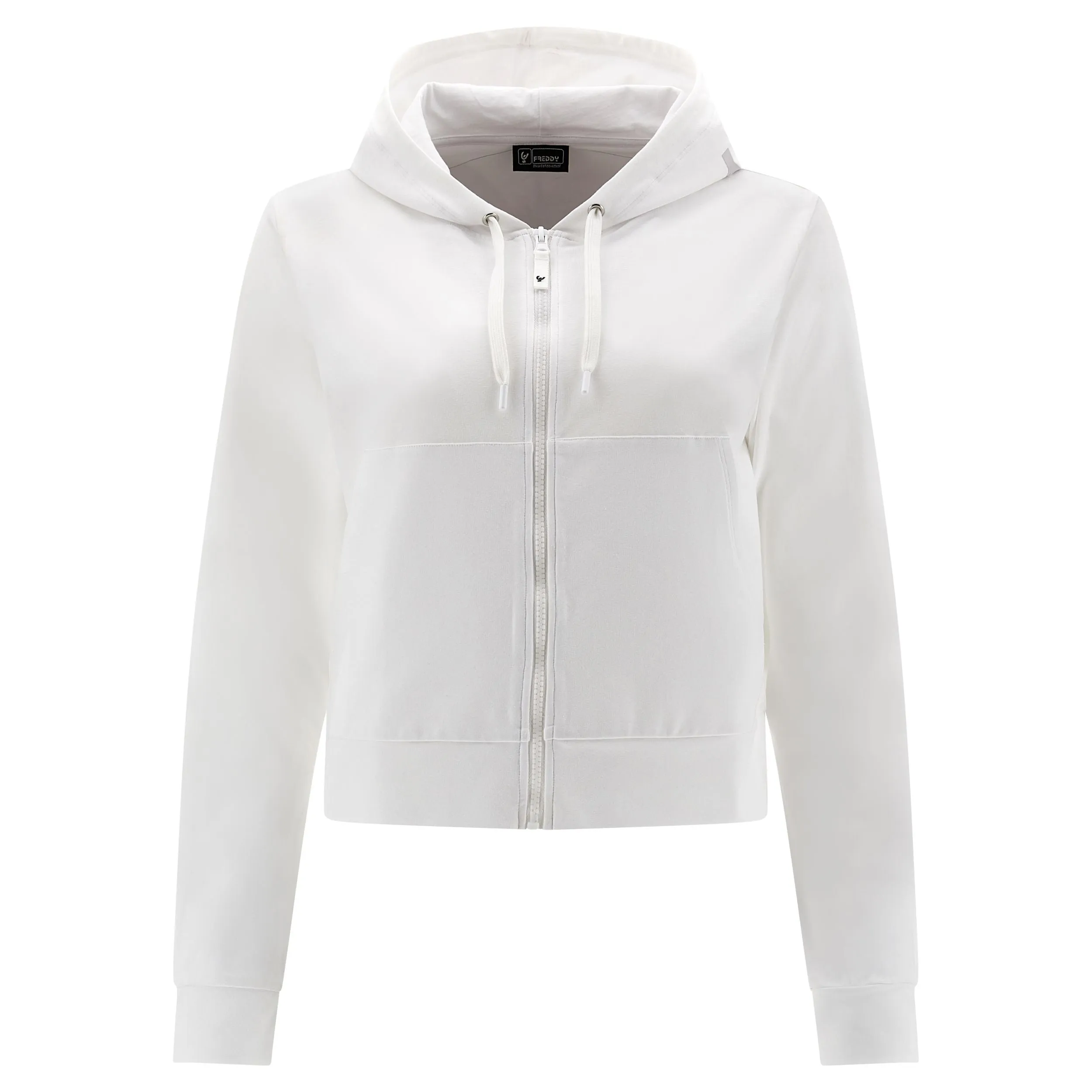 Freddy Women's cropped full zip hooded sweatshirt S3WMVS1 W white